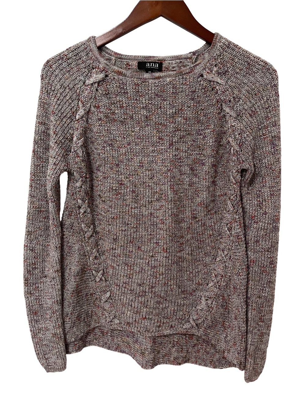 ANA Women’s XS Gray Marled Textured Knit Sweater Long Sleeve